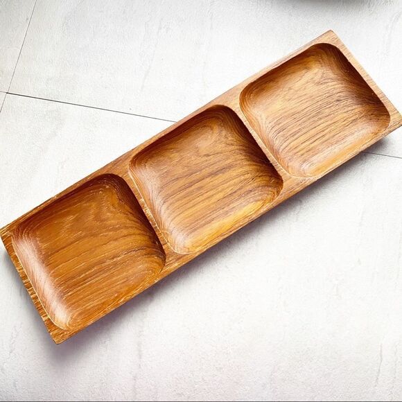 Wood 3 Section Trinket Tray Made in Thailand - Picture 12 of 12